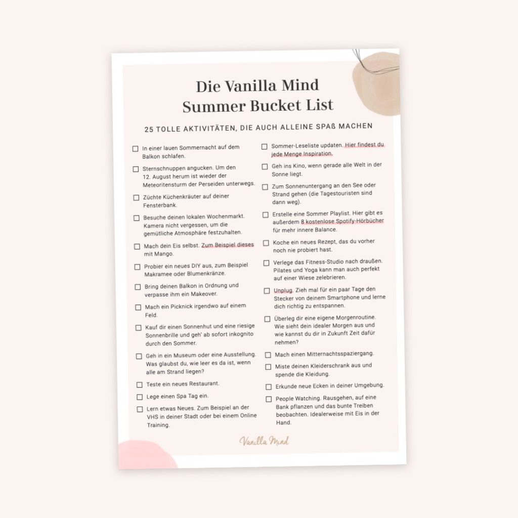 Kostenloser Download: Deine Summer Bucket List als PDF #stillundstark