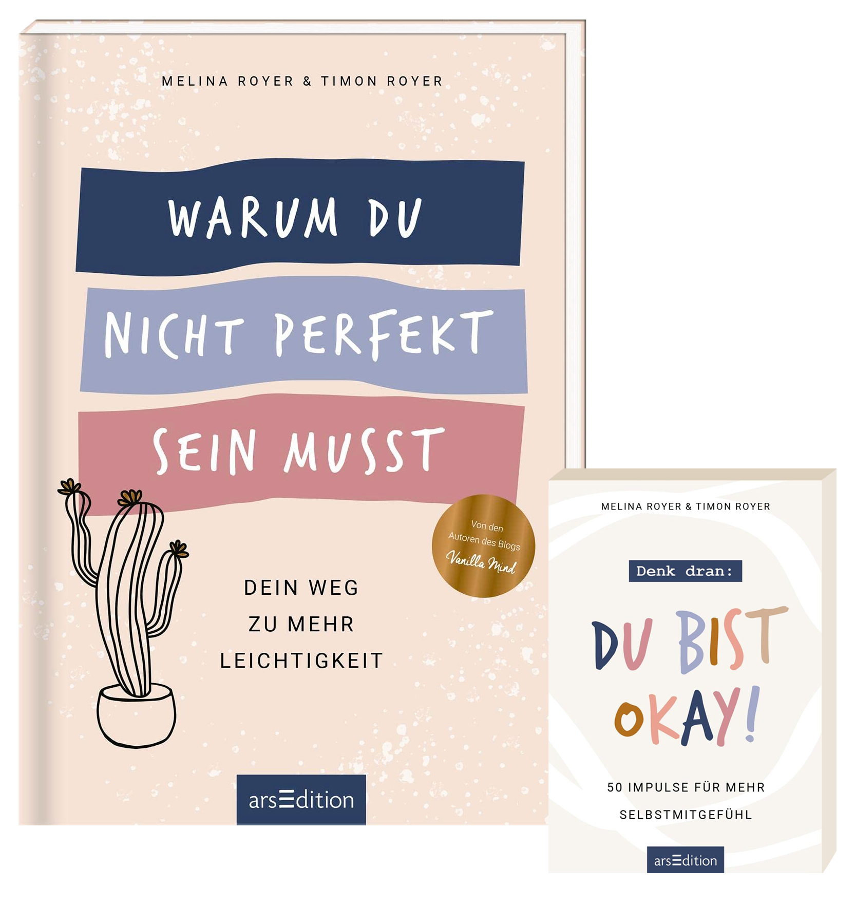Buch „Warum du nicht perfekt sein musst“ und Kartenbox „Du bist okay“