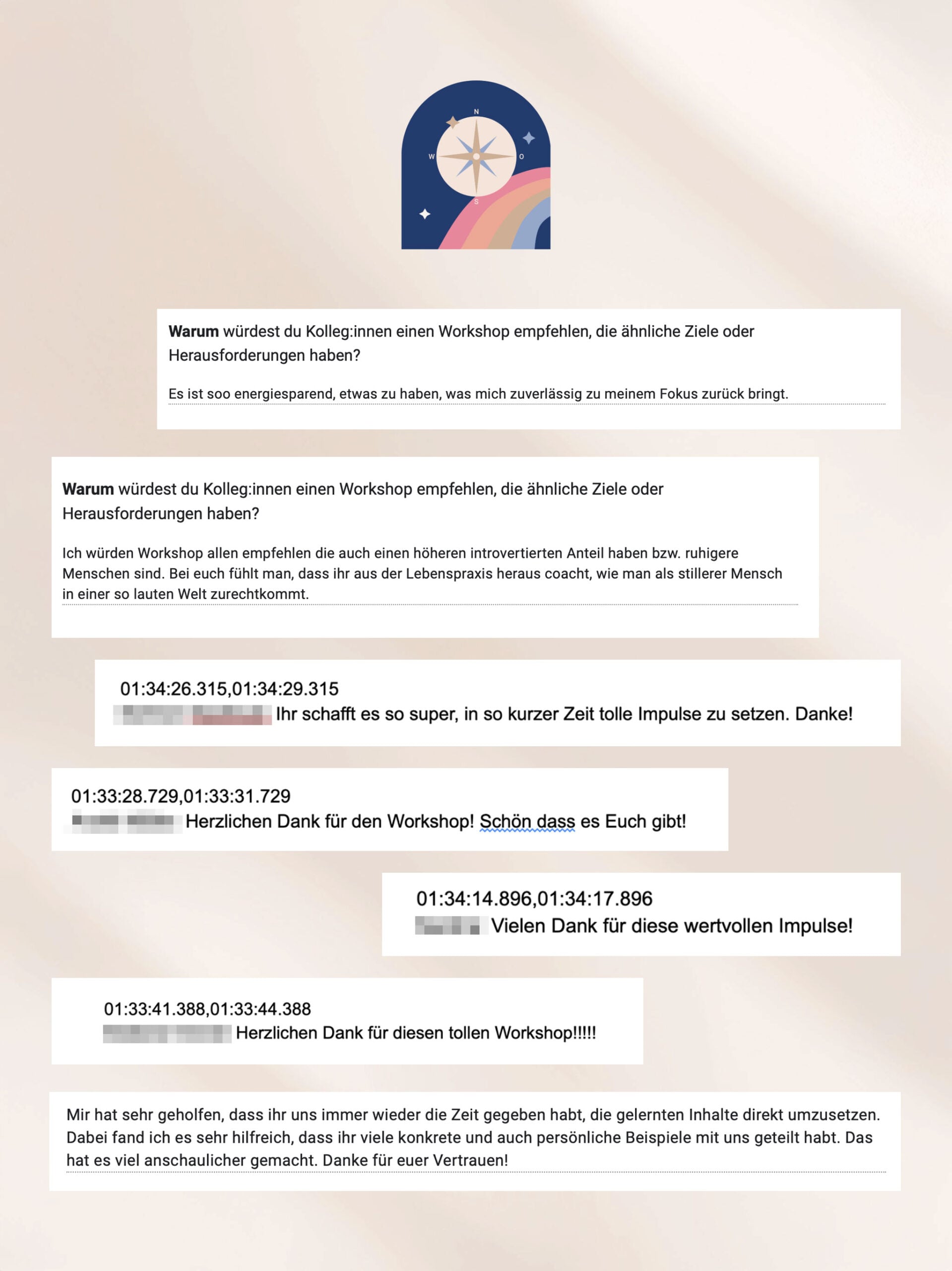 ✅ Eine klare Vision für 2025, die dich anzieht und Lebensfreude in dir auslöst<br />
✅ Einen konkreten Handlungsplan mit Schritten, die machbar sind und genau zu dir passen<br />
✅ Mehr innere Ruhe und Gelassenheit, indem du wohlwollend wahrnimmst, was du bereits erreicht hast<br />
✅ Stärkeres Selbstbewusstsein, durch das Erkennen deiner wahren Bedürfnisse<br />
✅ Energie und Inspiration, um deine persönlichen und beruflichen Ziele anzugehen